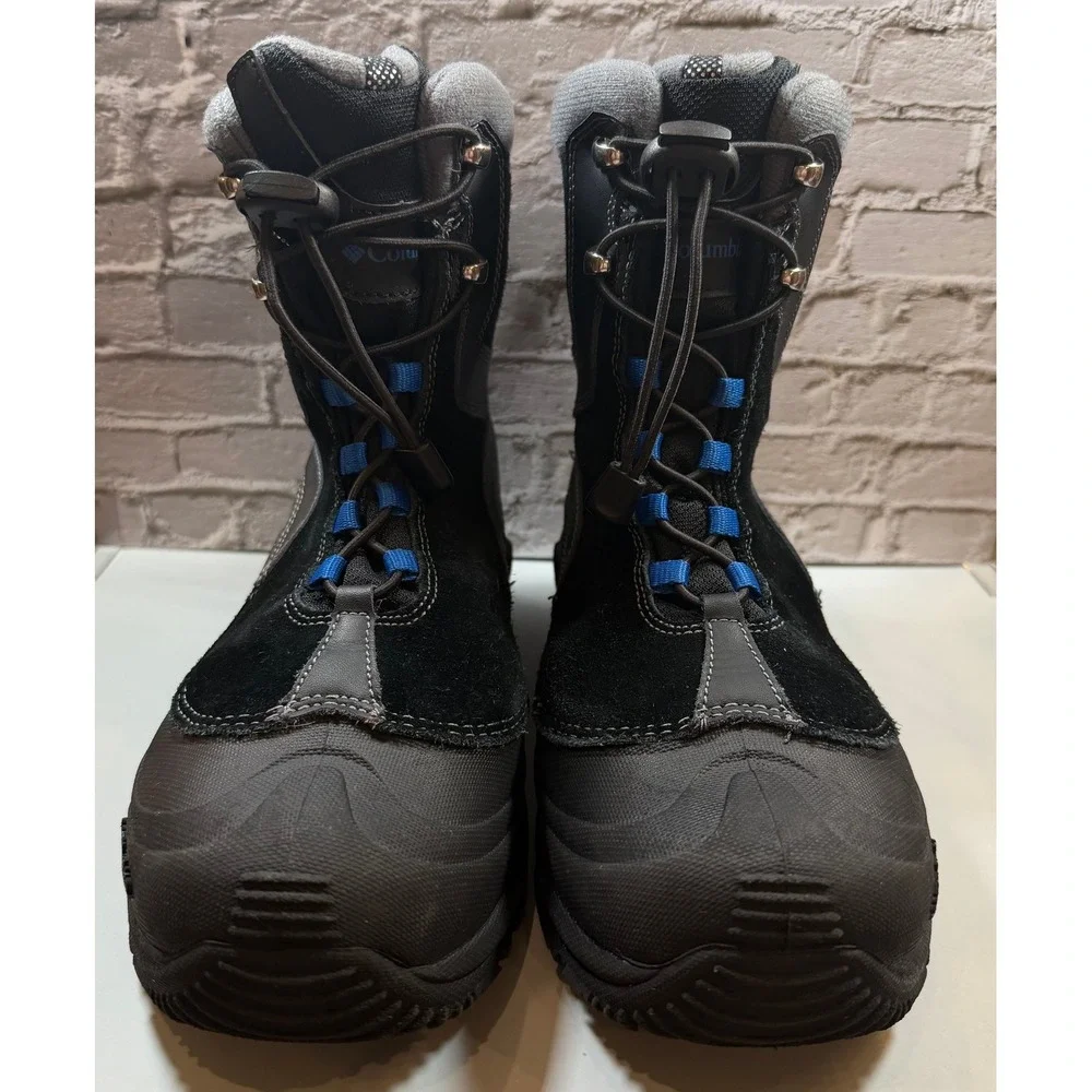 Columbia Bugaboot Omni-Heat Winter Snow Boots Youth 6 Black Blue Waterproof